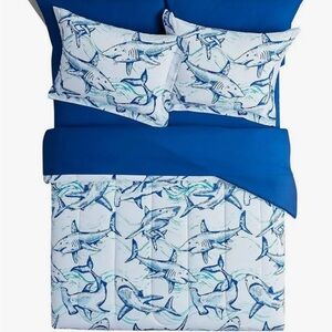 Shark Print Bedding Set - Blue and White